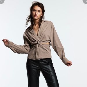 Zara brown beige tan cut out shirt NWT never worn XL